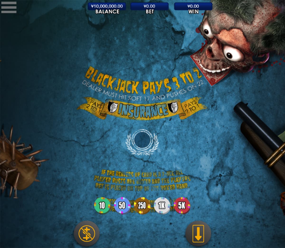 Zombie Blackjack Online Table Game