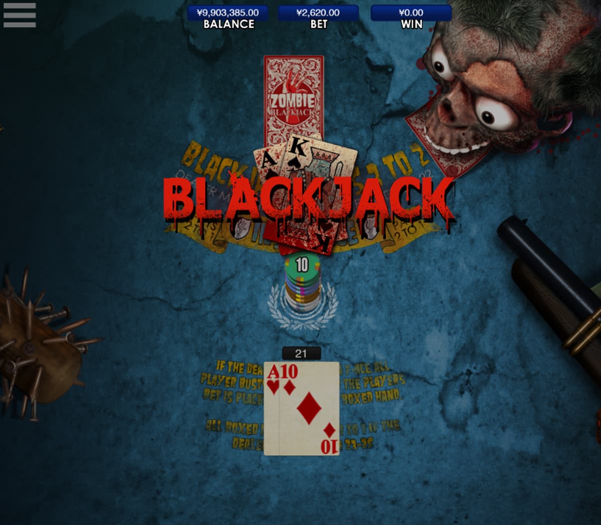 Zombie Blackjack Online Table Game