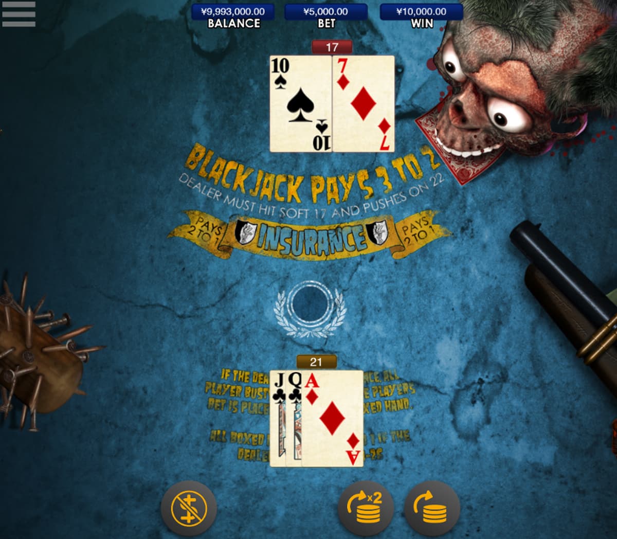 Zombie Blackjack Online Table Game