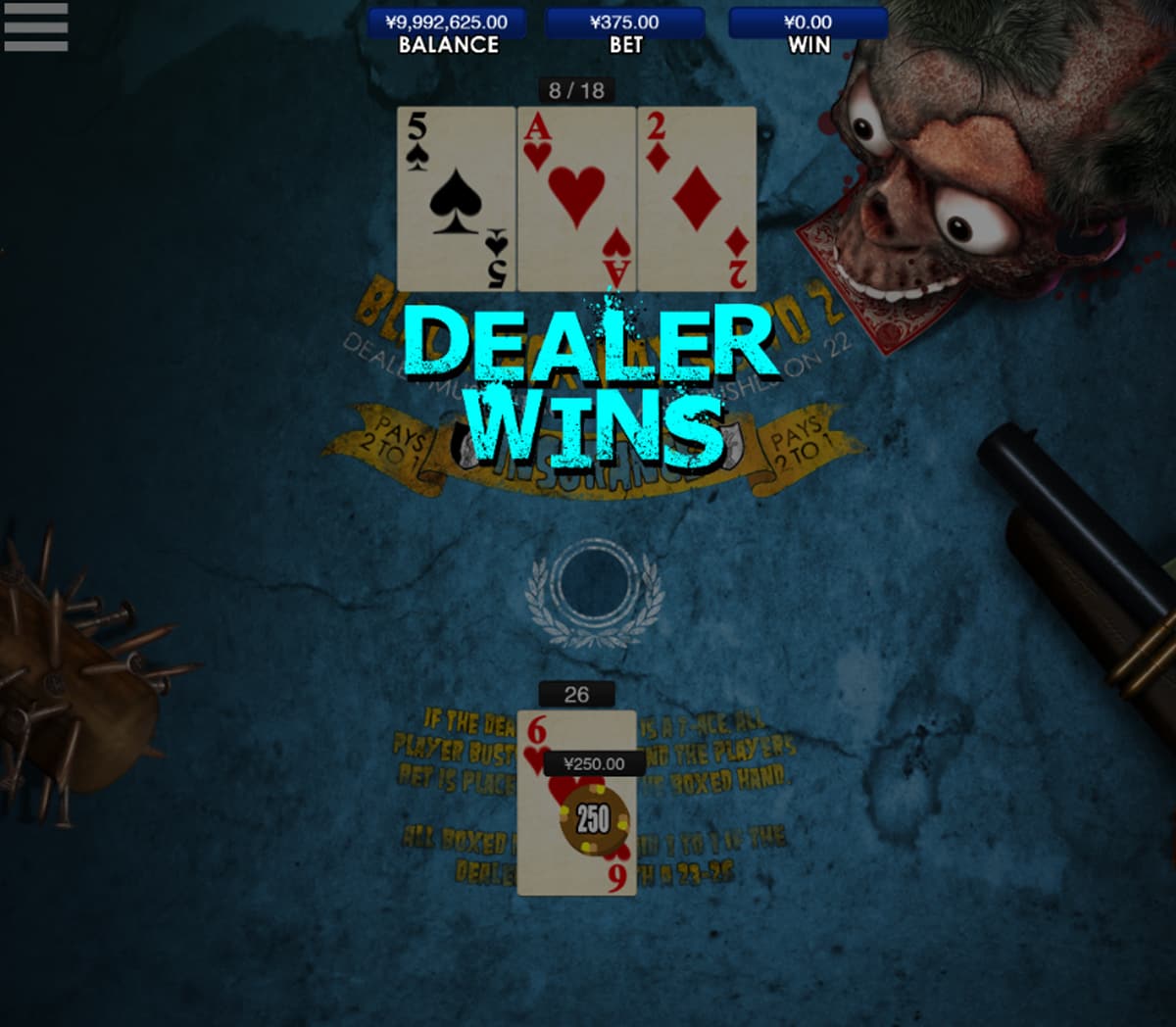 Zombie Blackjack Online Table Game