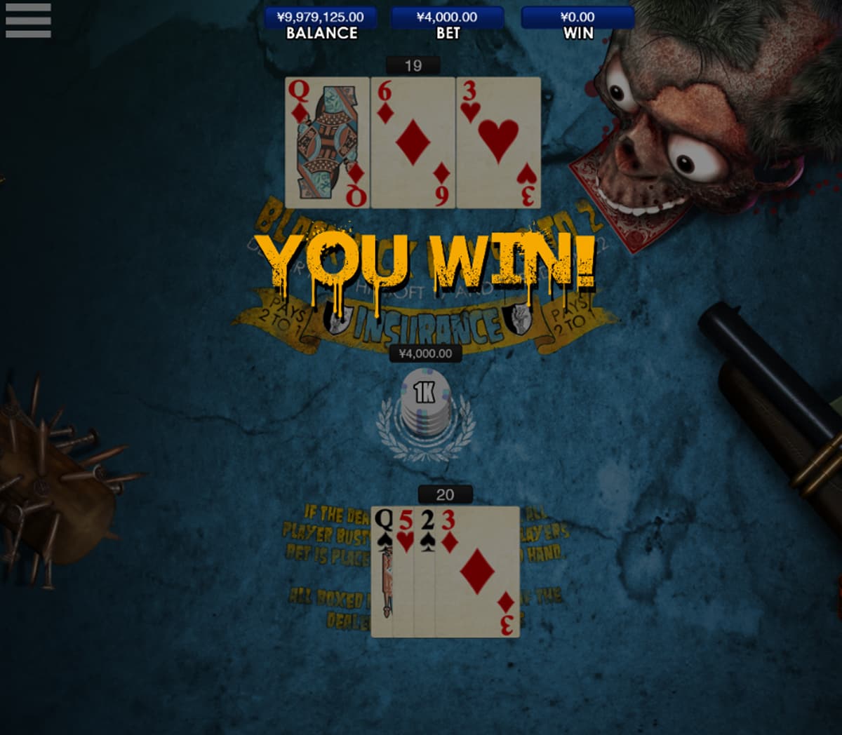 Zombie Blackjack Online Table Game