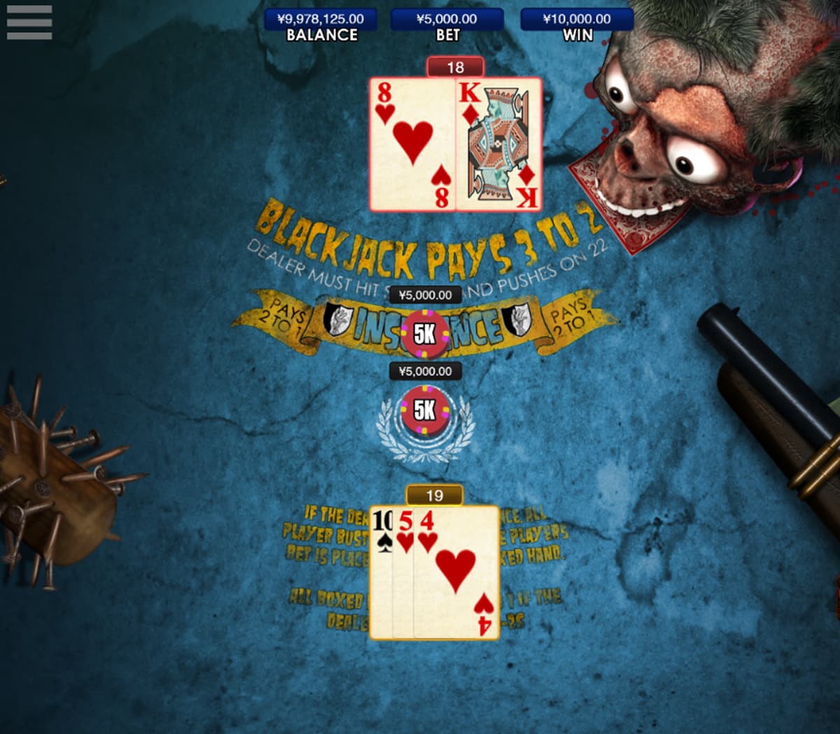 Zombie Blackjack Online Table Game