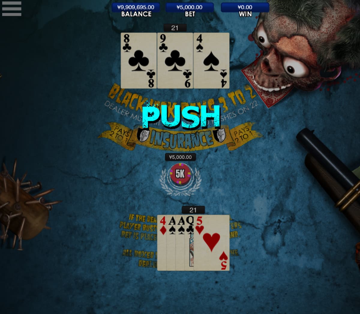 Zombie Blackjack Online Table Game