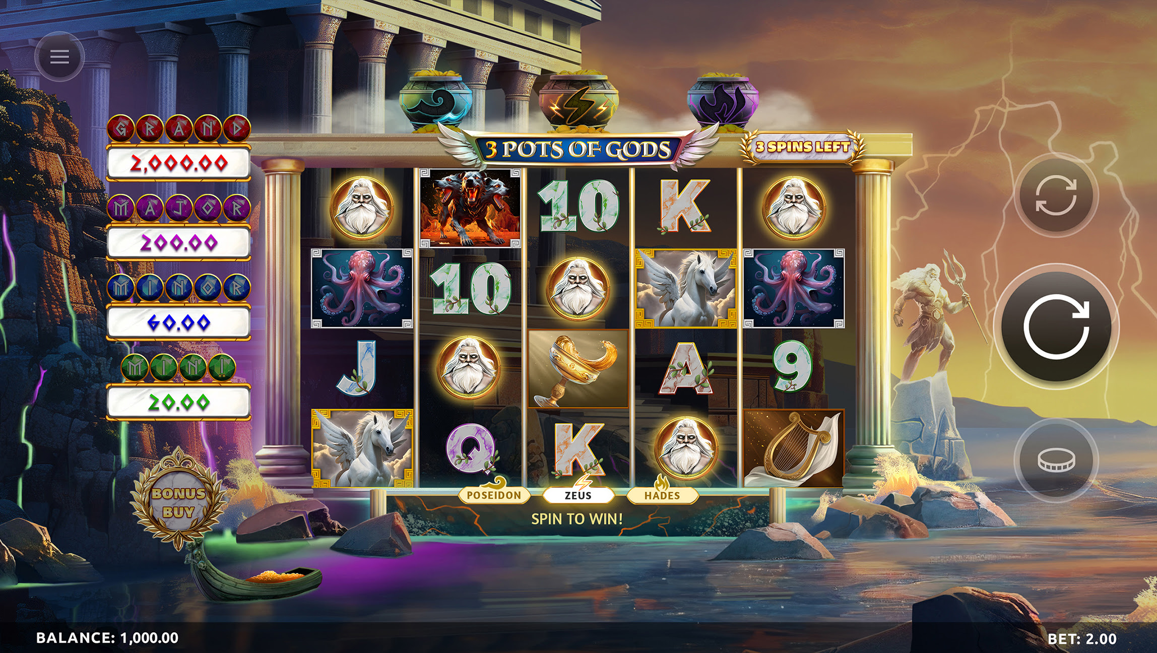 3 pots of gods online slot